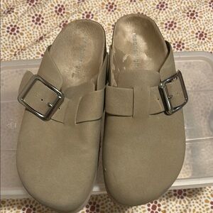 Madden girl Women's Beige Buckle Slip-On Shoes